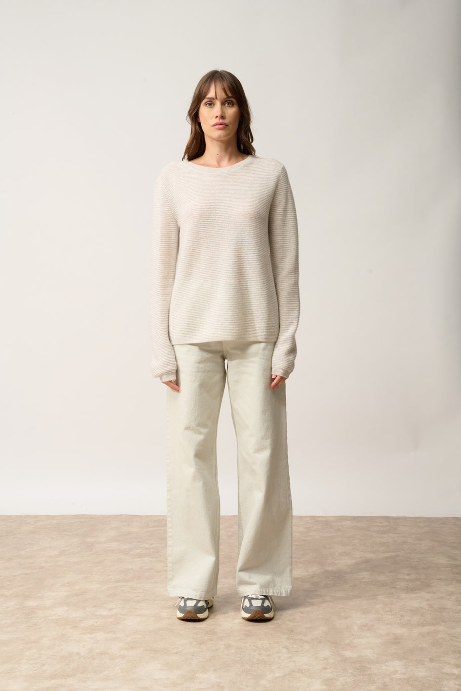 Pull Col Bateau-Nethy-100% Cachemire, 2 Fils-Gris Perle Chiné-Femme