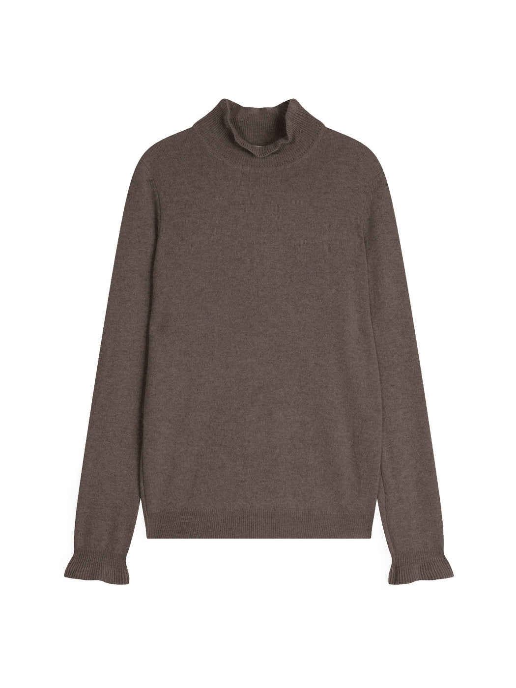 Pull Col Montant Volanté - Trila - Taupe Chiné