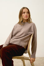 Kona 4-Ply Crew Neck Sweater - 100% 4-Ply Cashmere - Heathered Caribou - Women's