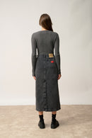 Body Boutonné Col Rond - Funi - Anthracite Chiné