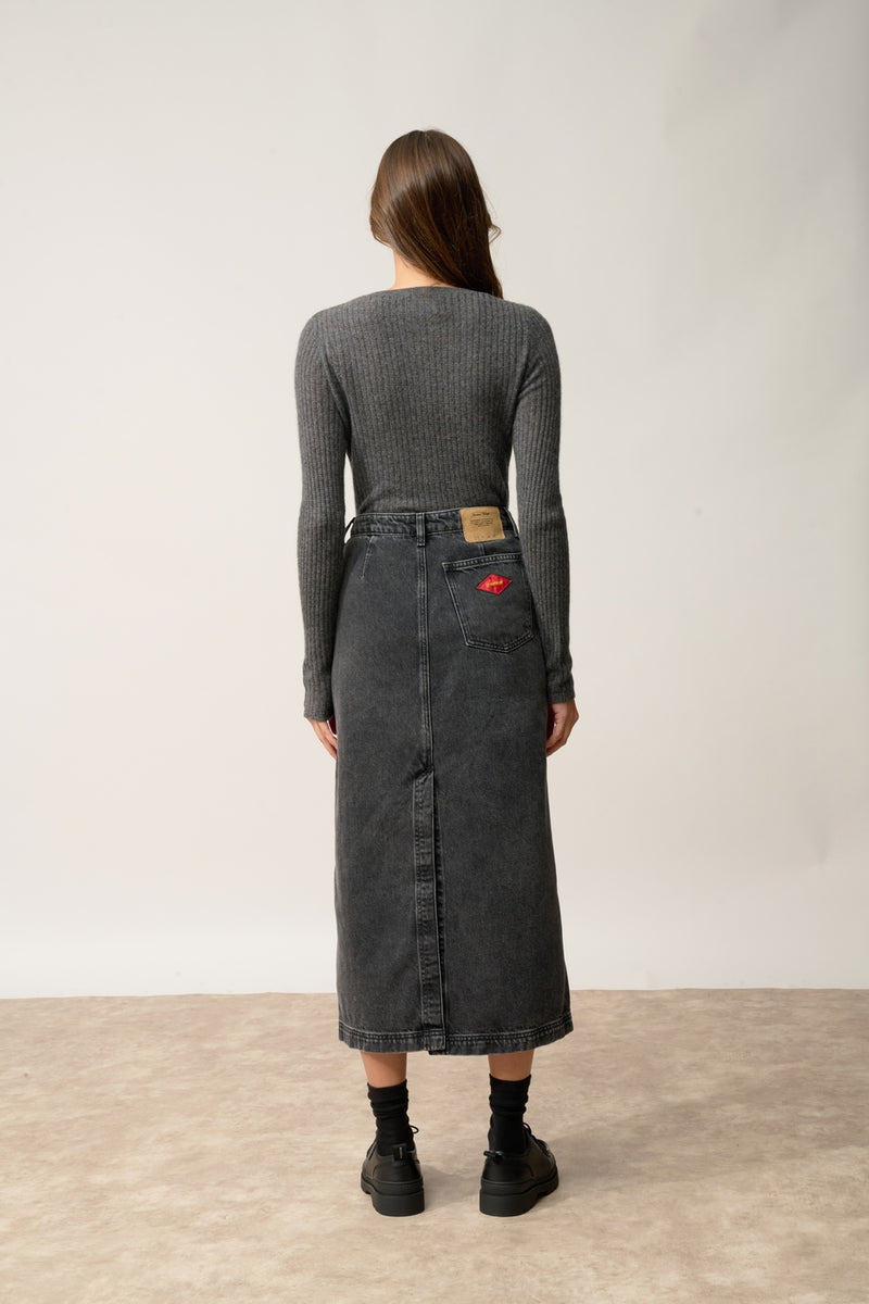 Body Boutonné Col Rond - Funi - Anthracite Chiné