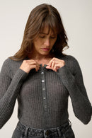 Body Boutonné Col Rond - Funi - Anthracite Chiné