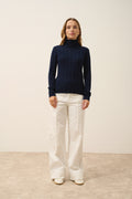 Pull Col Roulé Serelith - 100% Cachemire 2 Fils - Navy - Femme