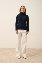 Pull Col Roulé Serelith - 100% Cachemire 2 Fils - Navy - Femme