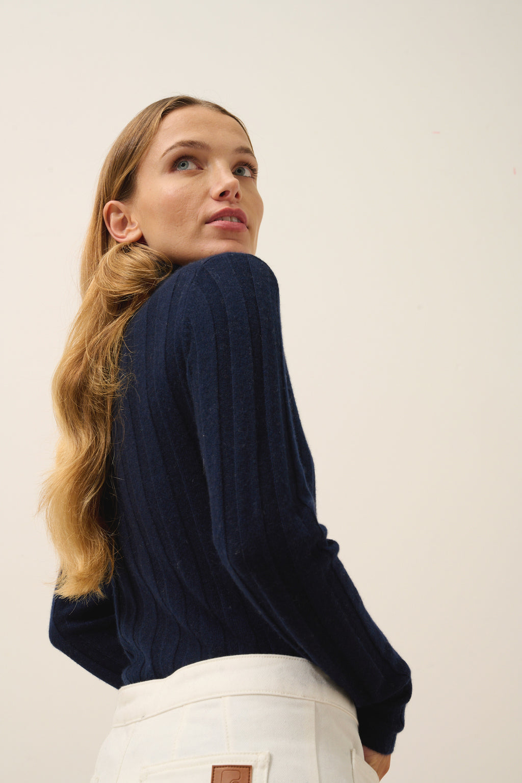 Pull Col Roulé Serelith - 100% Cachemire 2 Fils - Navy - Femme