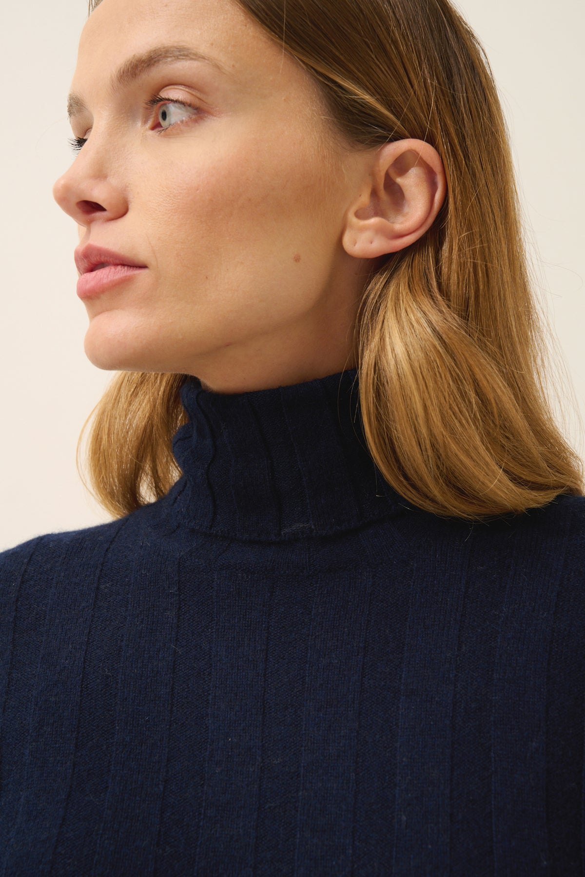 Pull Col Roulé Serelith - 100% Cachemire 2 Fils - Navy - Femme