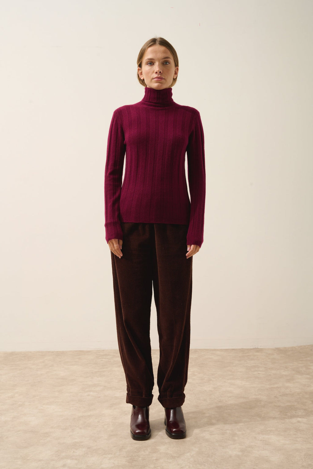 Just Cashmere - Serelith Roll-Neck Jumper - 100% 2-Ply Cashmere - Burgundy - Women
