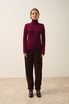 Just Cashmere - Serelith Roll-Neck Jumper - 100% 2-Ply Cashmere - Burgundy - Women