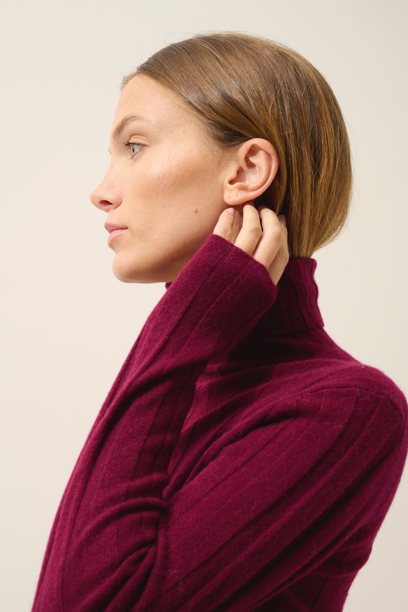 Just Cashmere - Serelith Roll-Neck Jumper - 100% 2-Ply Cashmere - Burgundy - Women