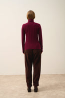 Just Cashmere - Pull Col Roulé Serelith - 100% Cachemire 2 Fils - Bordeaux - Femme