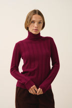 Just Cashmere - Serelith Roll-Neck Jumper - 100% 2-Ply Cashmere - Burgundy - Women