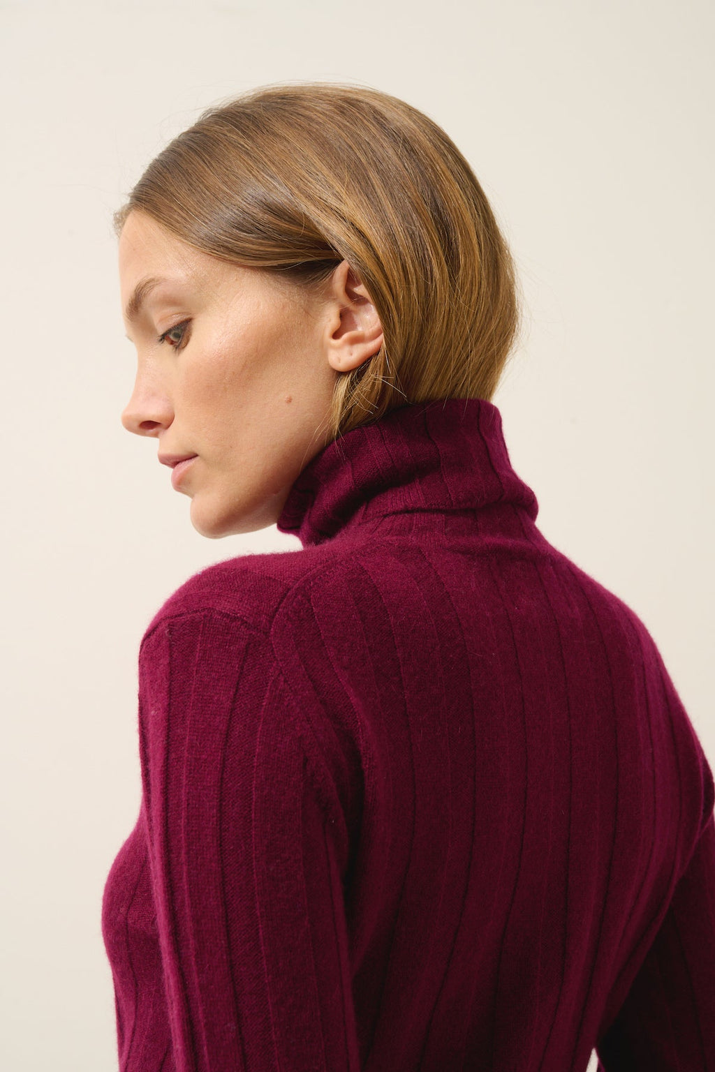 Just Cashmere - Serelith Roll-Neck Jumper - 100% 2-Ply Cashmere - Burgundy - Women