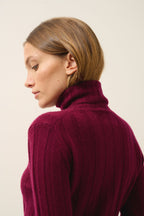 Just Cashmere - Serelith Roll-Neck Jumper - 100% 2-Ply Cashmere - Burgundy - Women