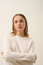 Pull Col Rond Norena - 100% Cachemire 2 Fils - Neige - Femme