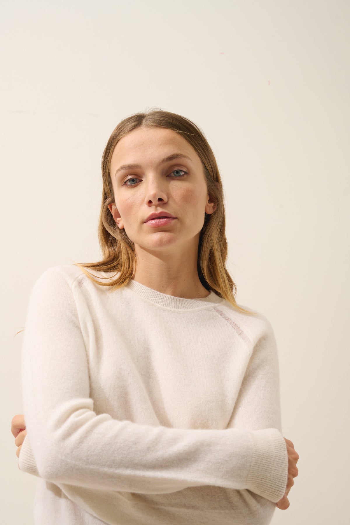 Pull Col Rond Norena - 100% Cachemire 2 Fils - Neige - Femme