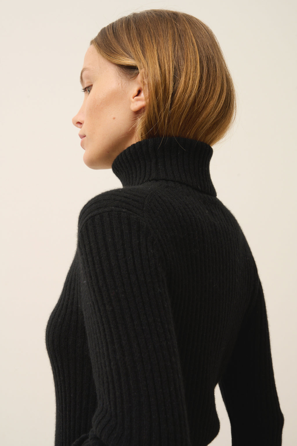 Pull Col Roulé Miraya - 100% Cachemire 2 Fils - Noir - Femme