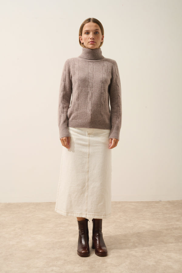 Roll-Neck Jumper - Estelle - Mottled Caribou