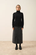 Just Cashmere - Jersey de Cuello Vuelto Estelle - 100% Cachemira 4 Hilos - Negro - Mujer
