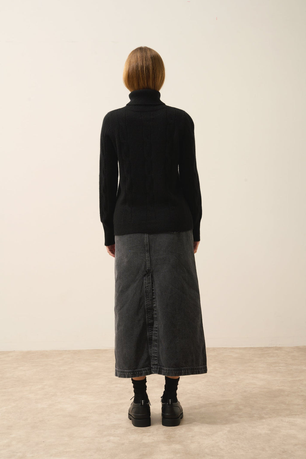 Just Cashmere - Jersey de Cuello Vuelto Estelle - 100% Cachemira 4 Hilos - Negro - Mujer