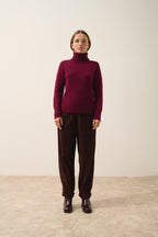 Pull Col Roulé Estelle - 100% Cachemire 4 Fils - Bordeaux - Femme