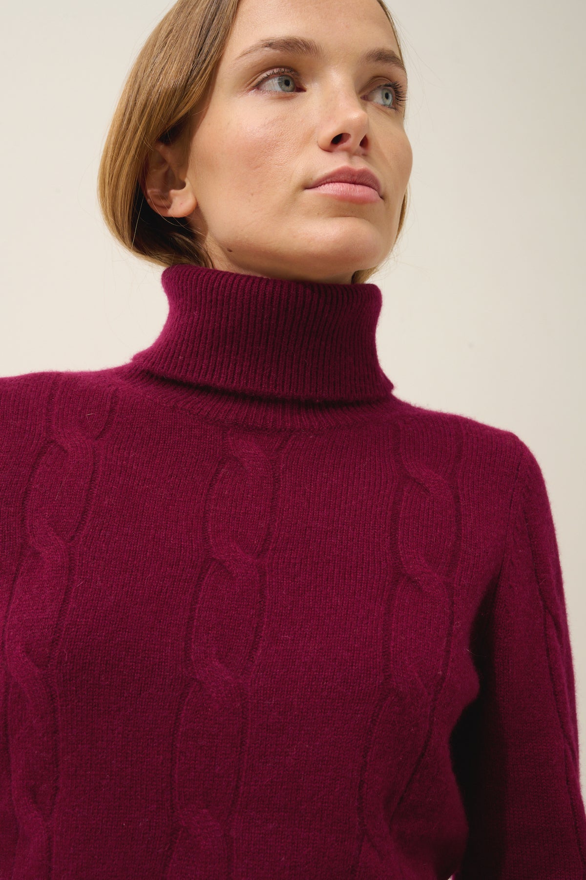 Pull Col Roulé Estelle - 100% Cachemire 4 Fils - Bordeaux - Femme