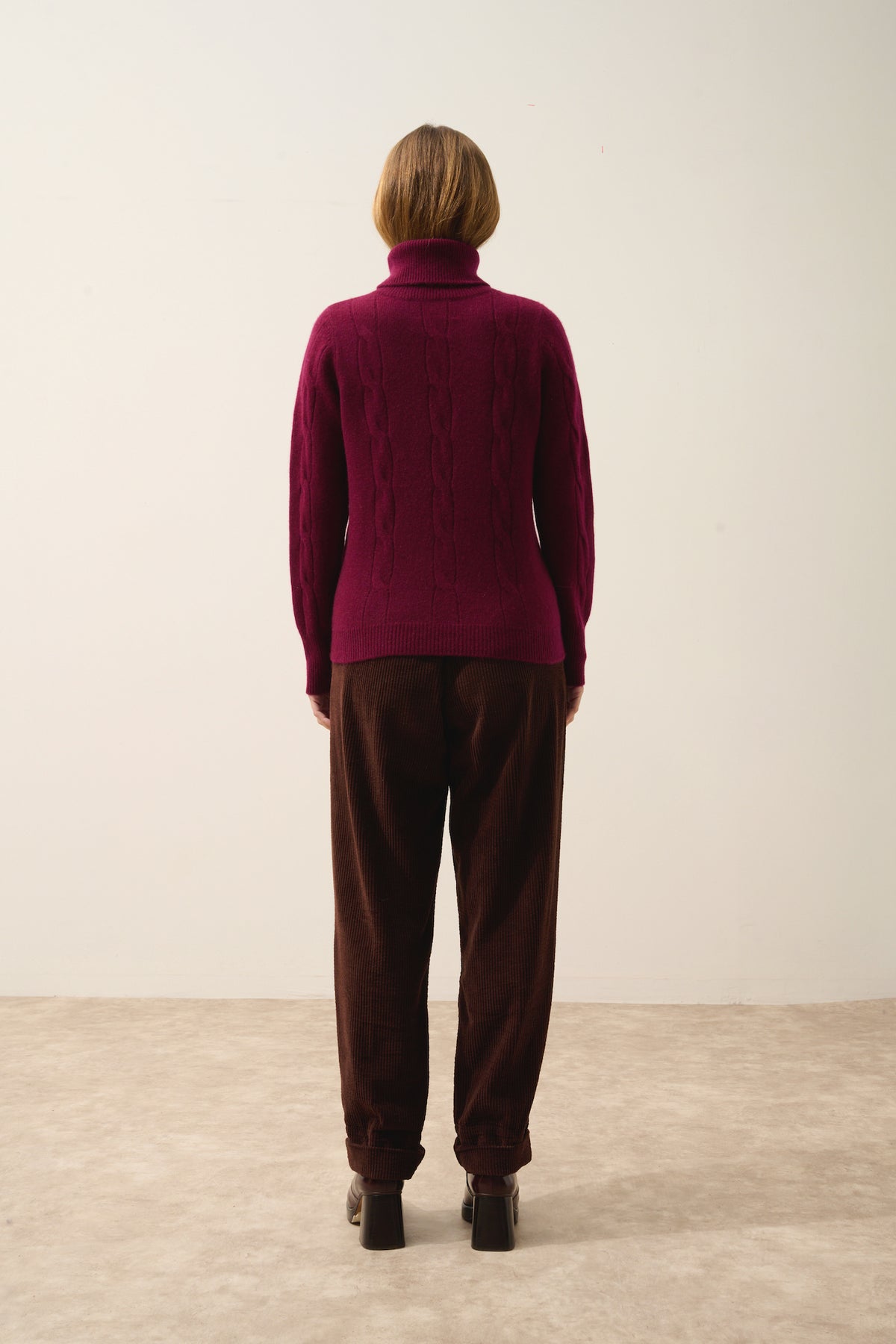 Pull Col Roulé Estelle - 100% Cachemire 4 Fils - Bordeaux - Femme