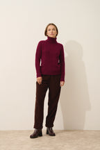 Pull Col Roulé Estelle - 100% Cachemire 4 Fils - Bordeaux - Femme