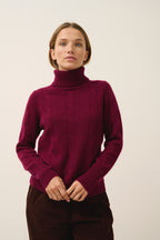 Pull Col Roulé Estelle - 100% Cachemire 4 Fils - Bordeaux - Femme