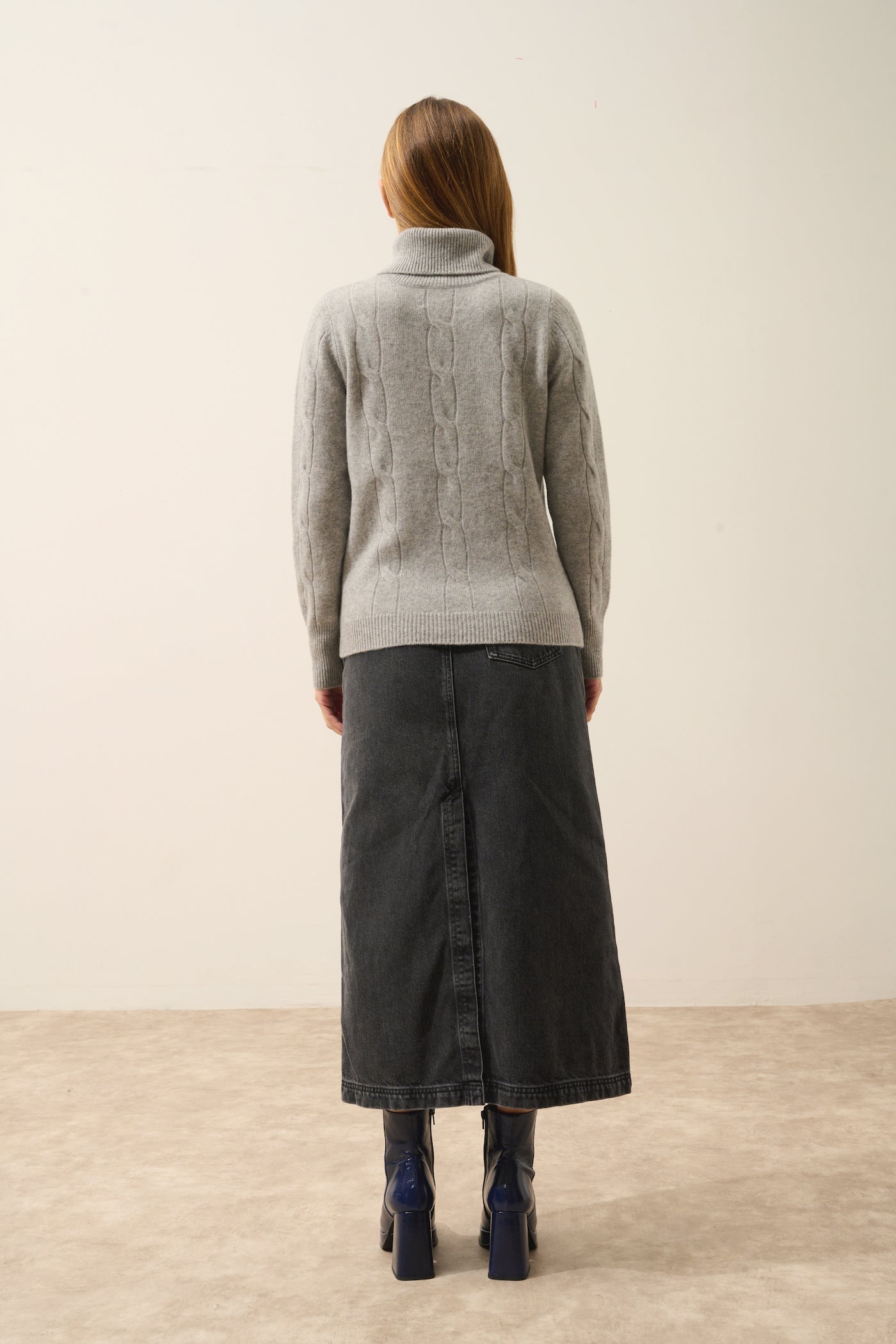 Just Cashmere - Jersey de cuello alto Estelle - 100% cachemira de 4 hilos - Nube jaspeada - Mujer