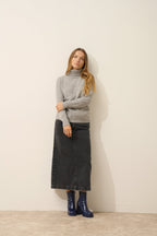 Just Cashmere - Jersey de cuello alto Estelle - 100% cachemira de 4 hilos - Nube jaspeada - Mujer
