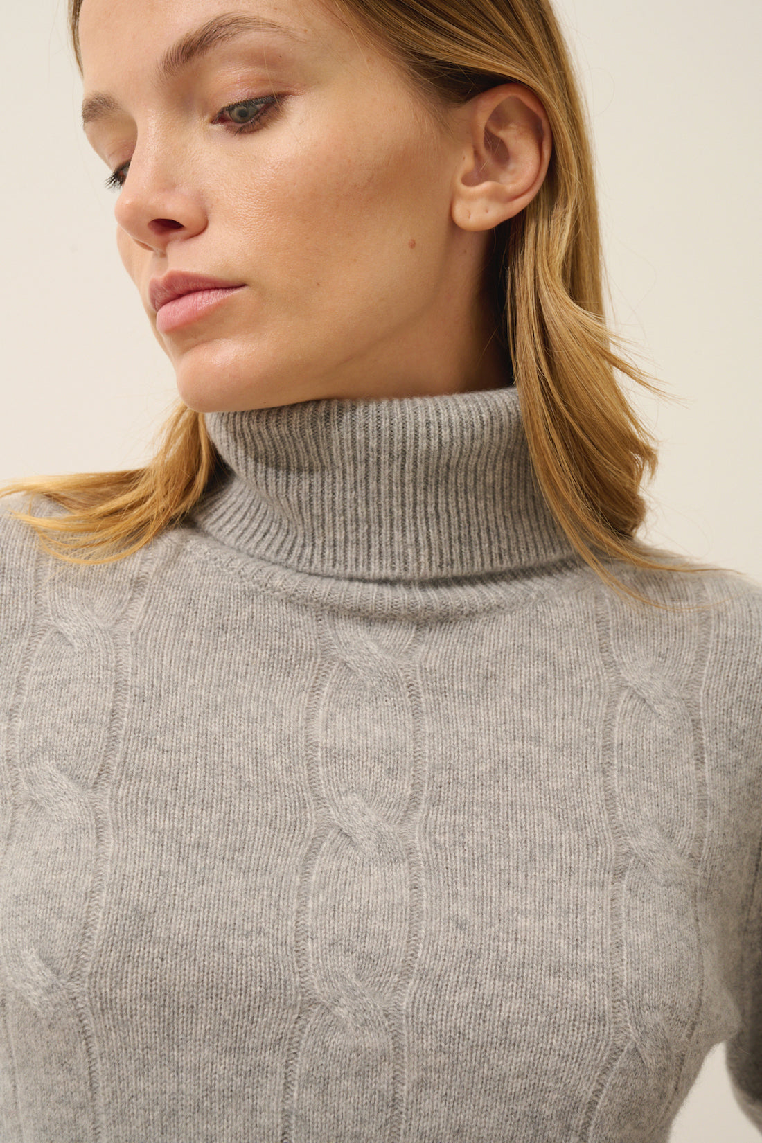 Just Cashmere - Jersey de cuello alto Estelle - 100% cachemira de 4 hilos - Nube jaspeada - Mujer