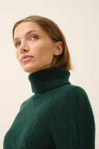 Pull Col Roulé Estelle - 100% Cachemire 4 Fils - Cyprès - Femme