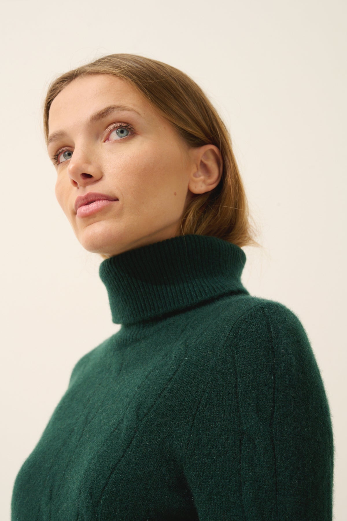 Pull Col Roulé Estelle - 100% Cachemire 4 Fils - Cyprès - Femme