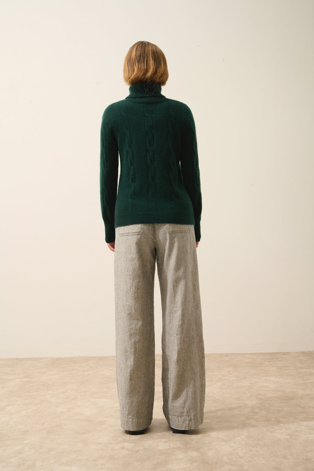 Pull Col Roulé Estelle - 100% Cachemire 4 Fils - Cyprès - Femme