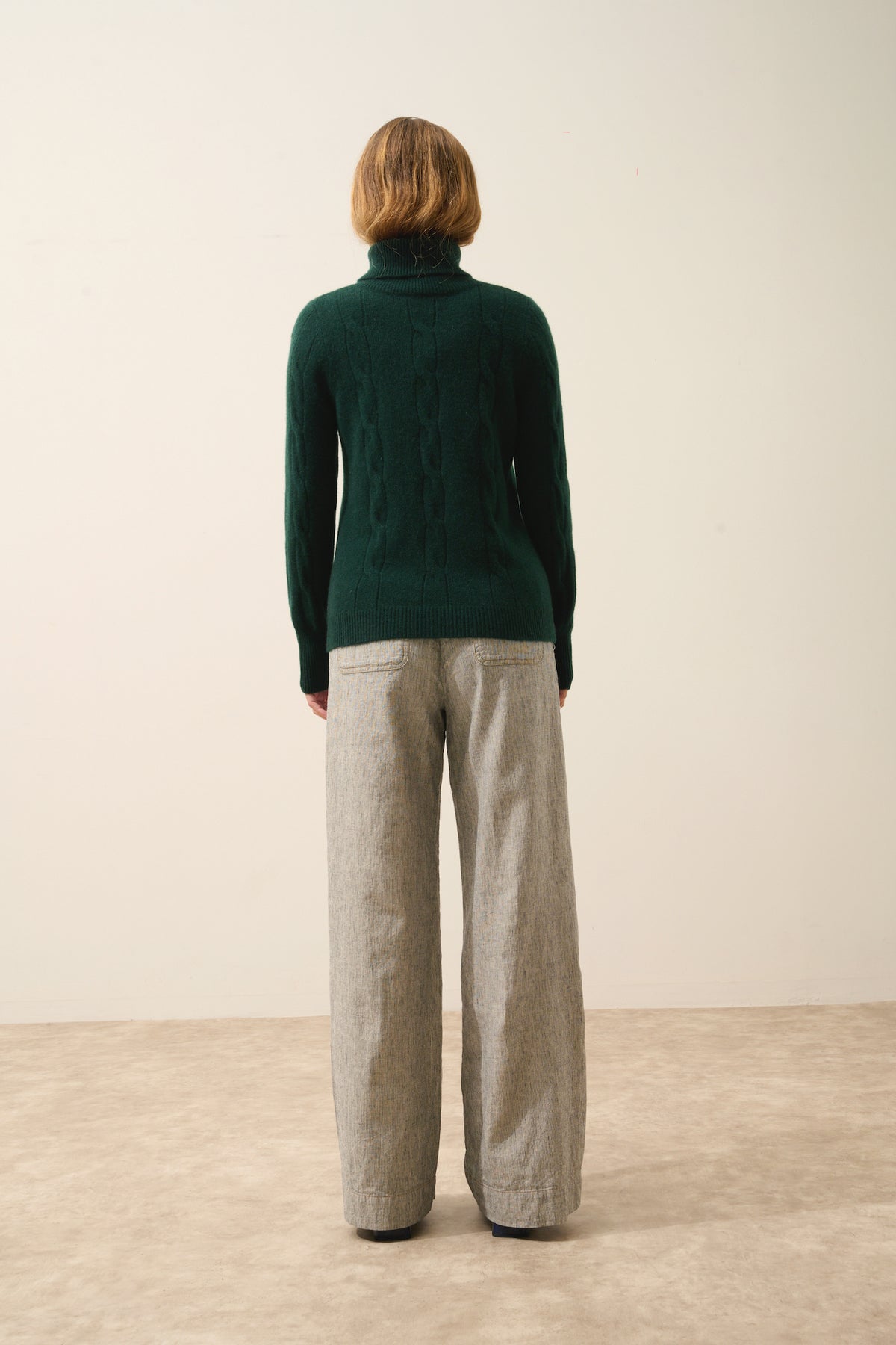 Pull Col Roulé Estelle - 100% Cachemire 4 Fils - Cyprès - Femme