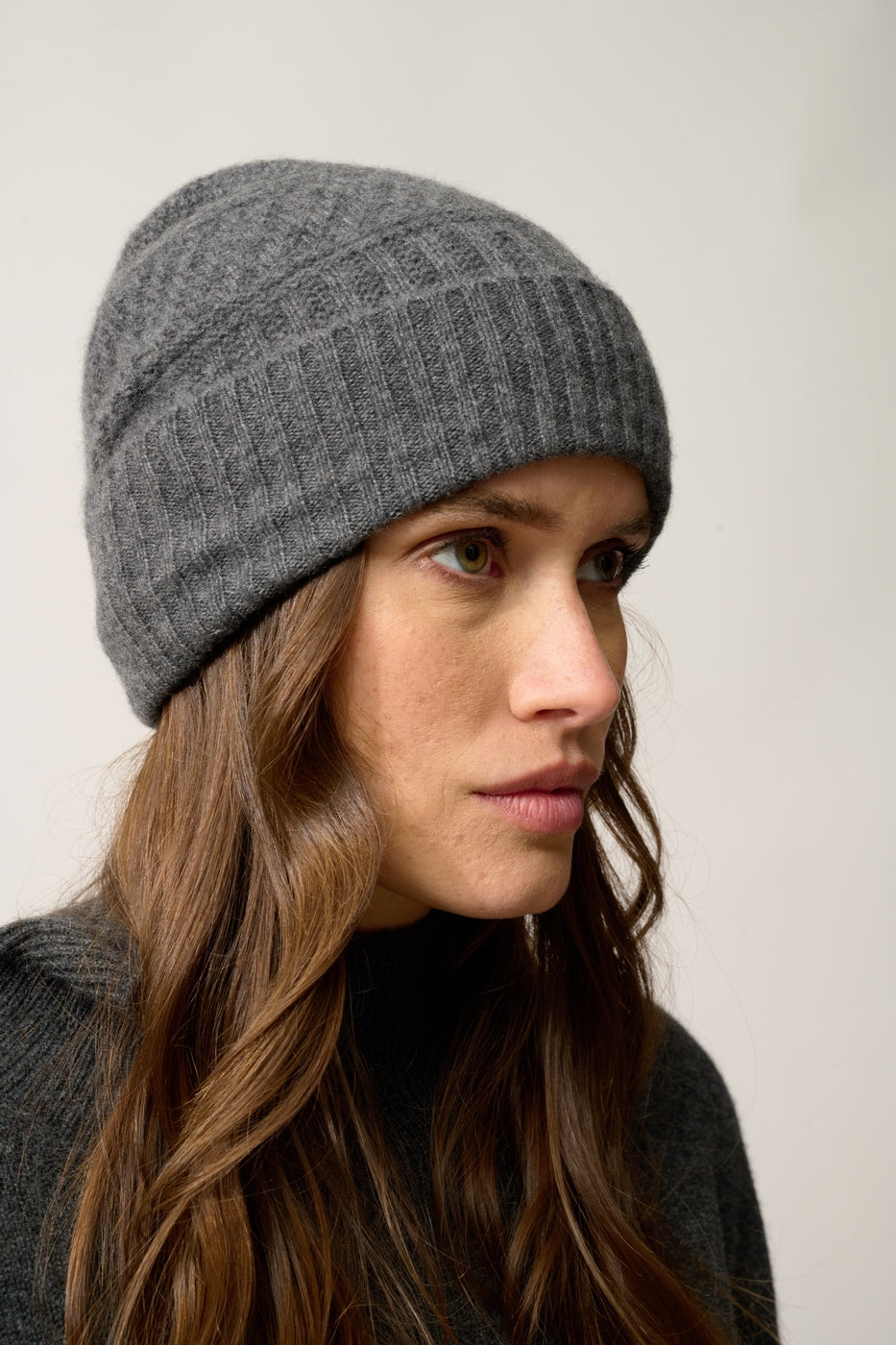 Bonnet 4 Fils-Ember-100% Cachemire, 4 Fils-Anthracite Chiné-Mixte