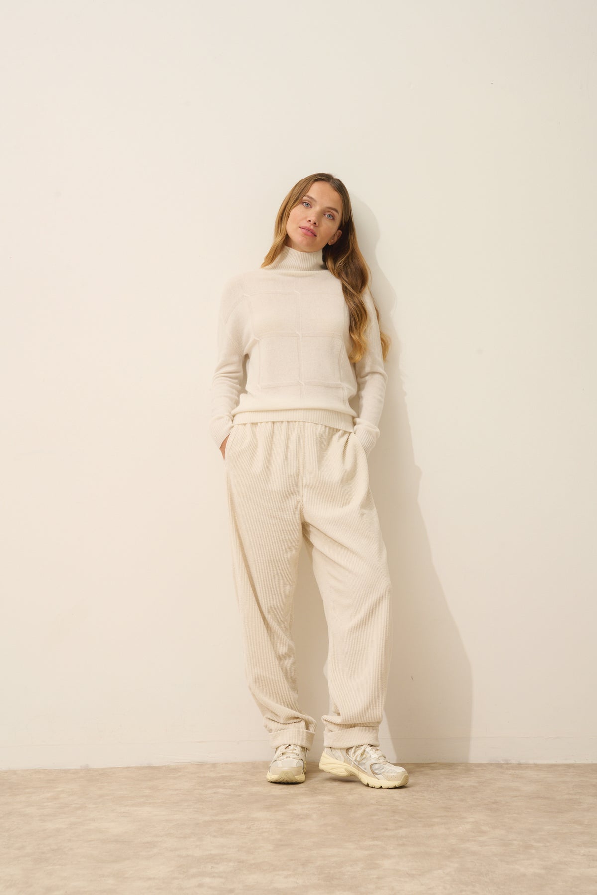 Pull Col Roulé Loralia - 100% Cachemire 2 Fils - Ivoire - Femme