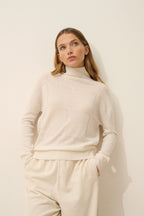 Pull Col Roulé Loralia - 100% Cachemire 2 Fils - Ivoire - Femme