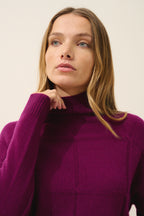 Just Cashmere - Loralia Turtleneck Sweater - 100% 2-Ply Cashmere - Plum - Women's