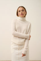 Just Cashmere - Pull Col Roulé Orianne - 100% Cachemire 2 Fils - Ivoire - Femme