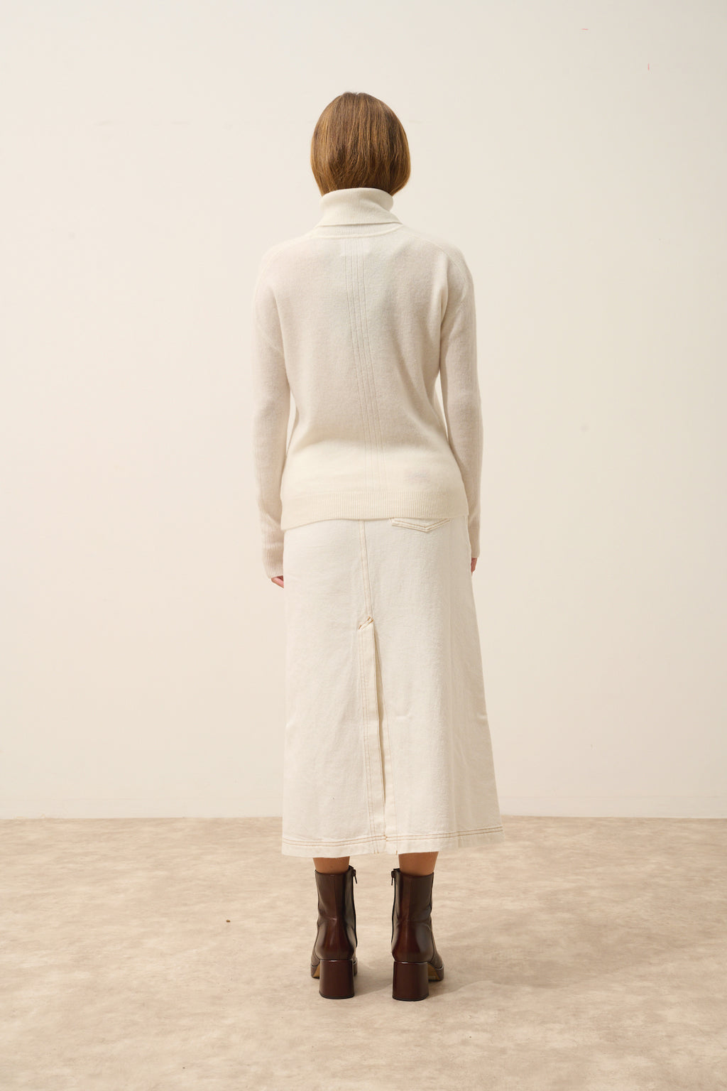 Just Cashmere - Pull Col Roulé Orianne - 100% Cachemire 2 Fils - Ivoire - Femme