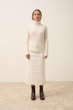 Just Cashmere - Pull Col Roulé Orianne - 100% Cachemire 2 Fils - Ivoire - Femme