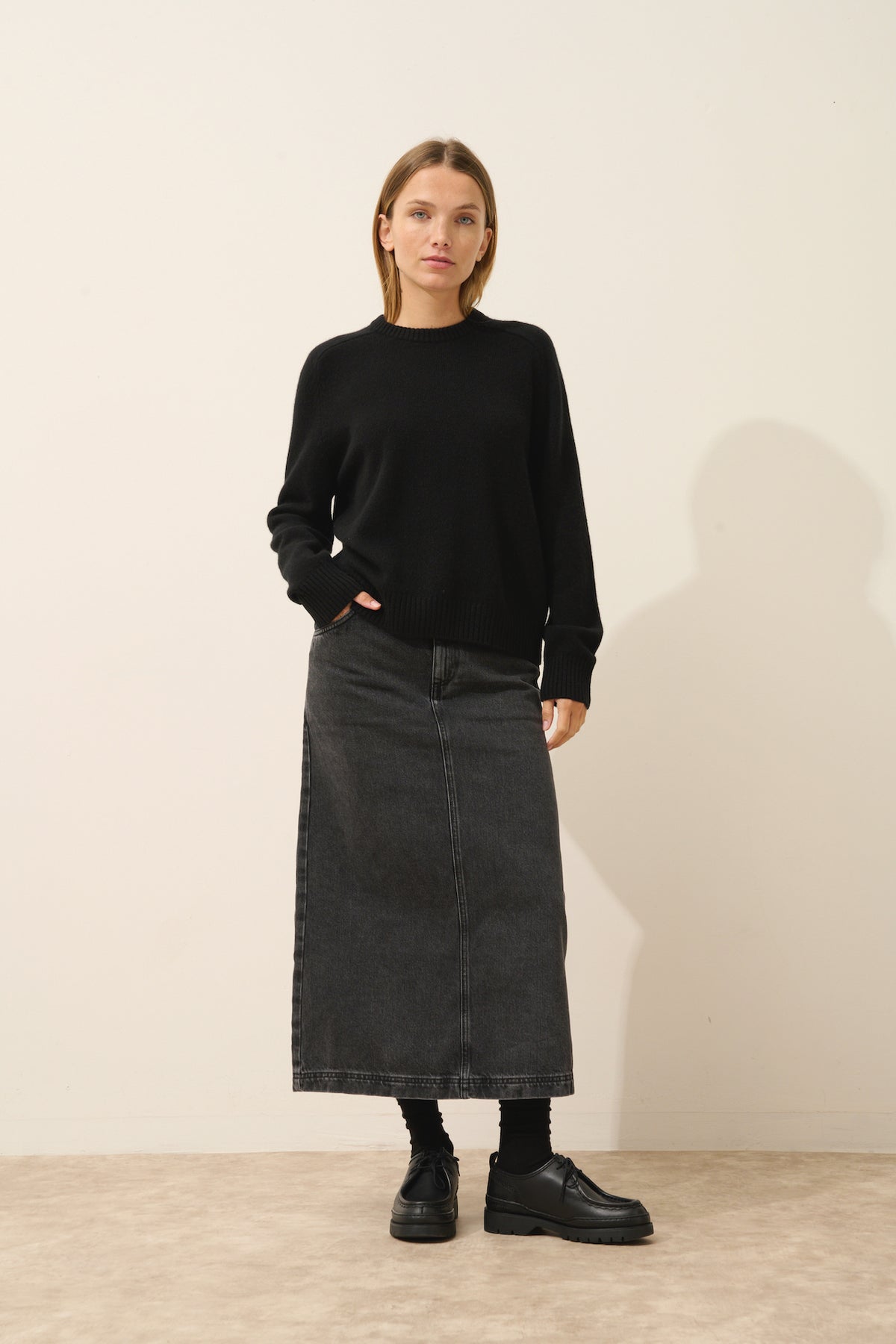 Pull Col Rond 4 Fils Lavinia - 100% Cachemire 4 Fils - Noir - Femme