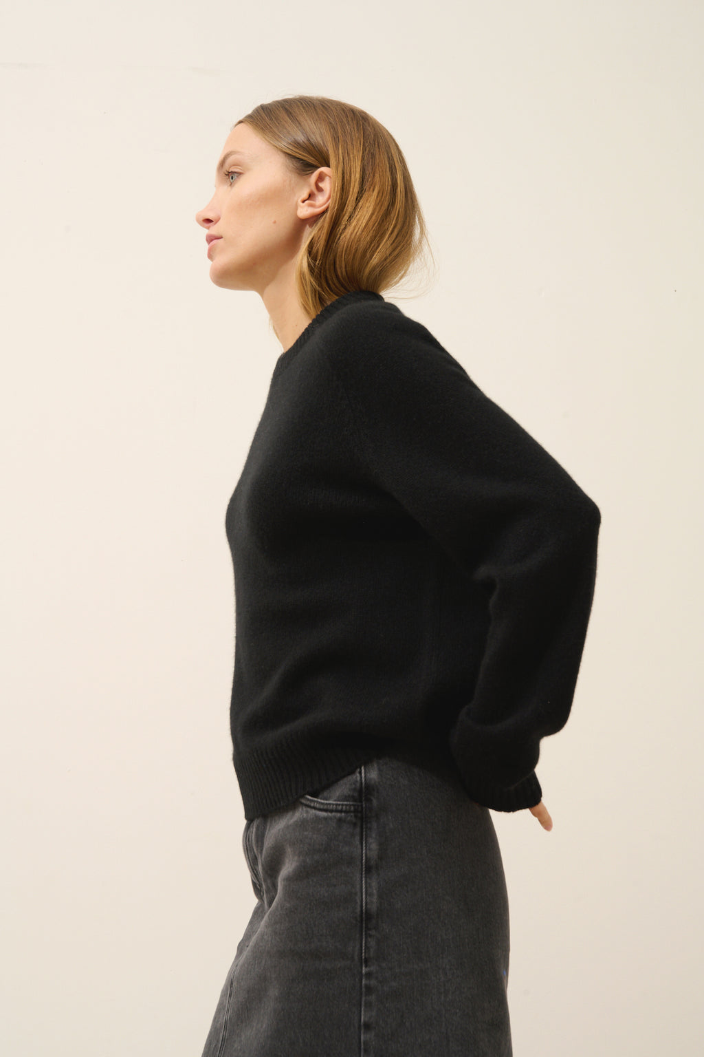 Pull Col Rond 4 Fils Lavinia - 100% Cachemire 4 Fils - Noir - Femme