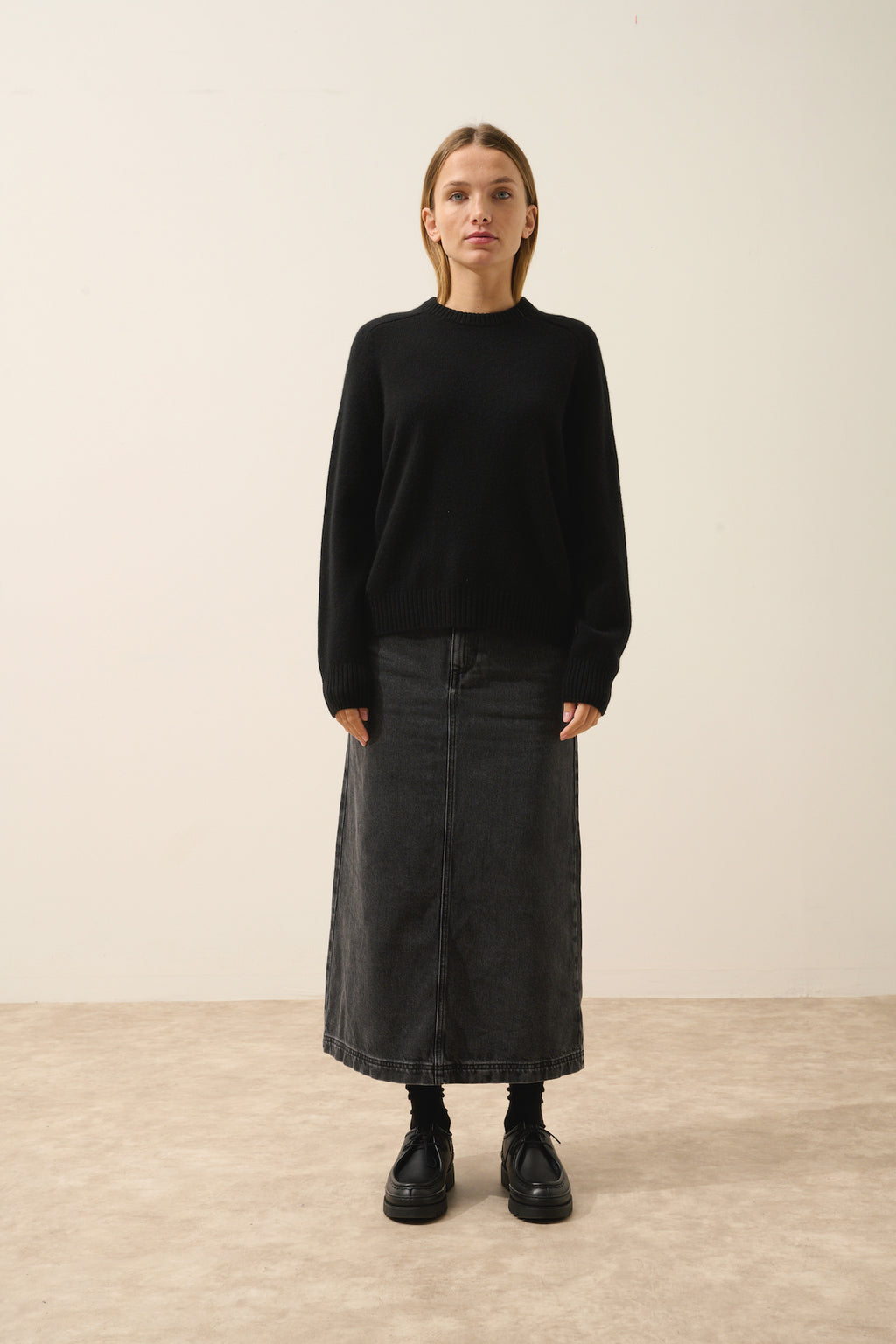 Pull Col Rond 4 Fils Lavinia - 100% Cachemire 4 Fils - Noir - Femme