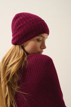 Bonnet 6 Fils Jin - 100% Cachemire 6 Fils - Bordeaux - Mixte