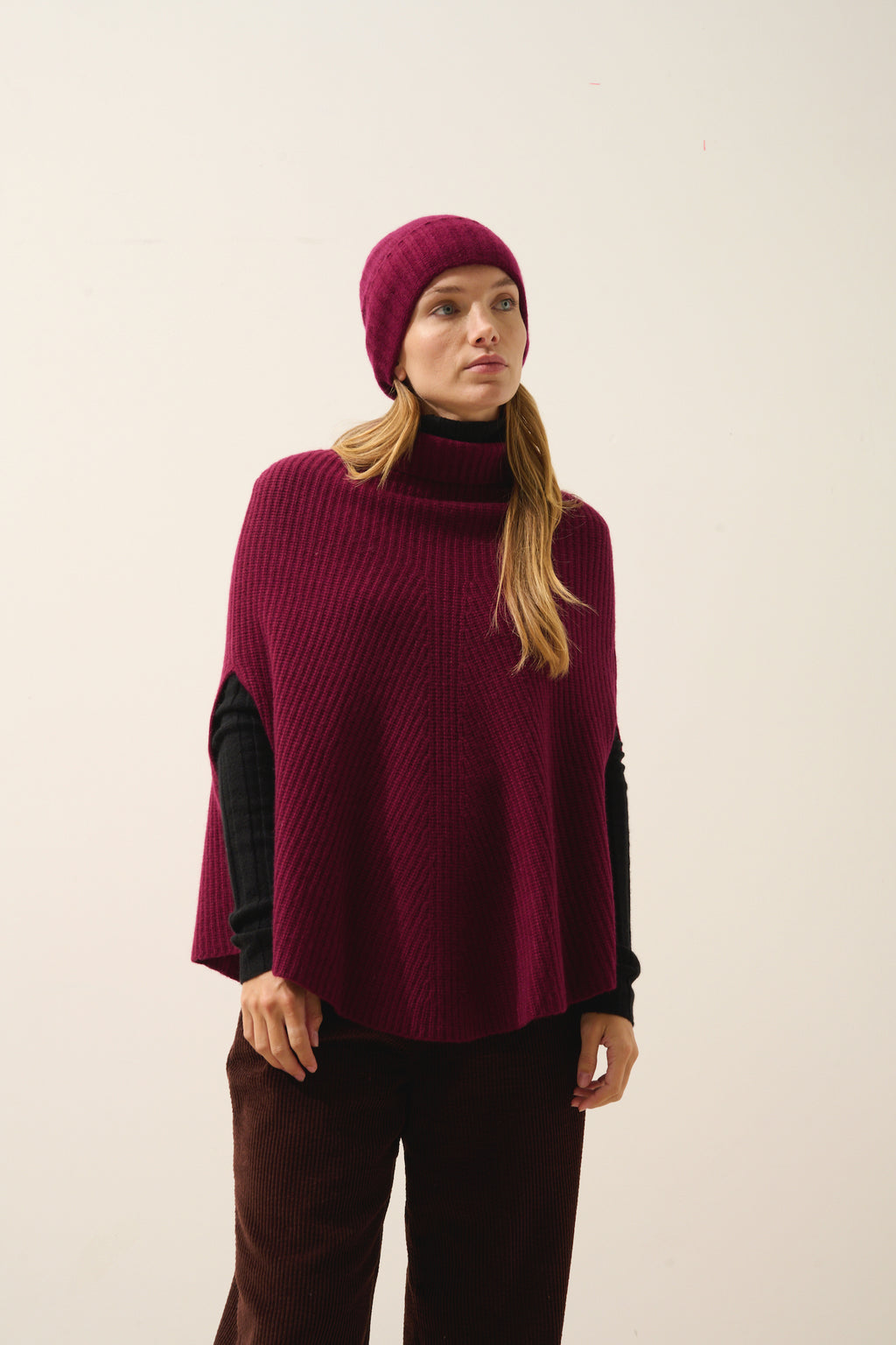 Bonnet 6 Fils Jin - 100% Cachemire 6 Fils - Bordeaux - Mixte