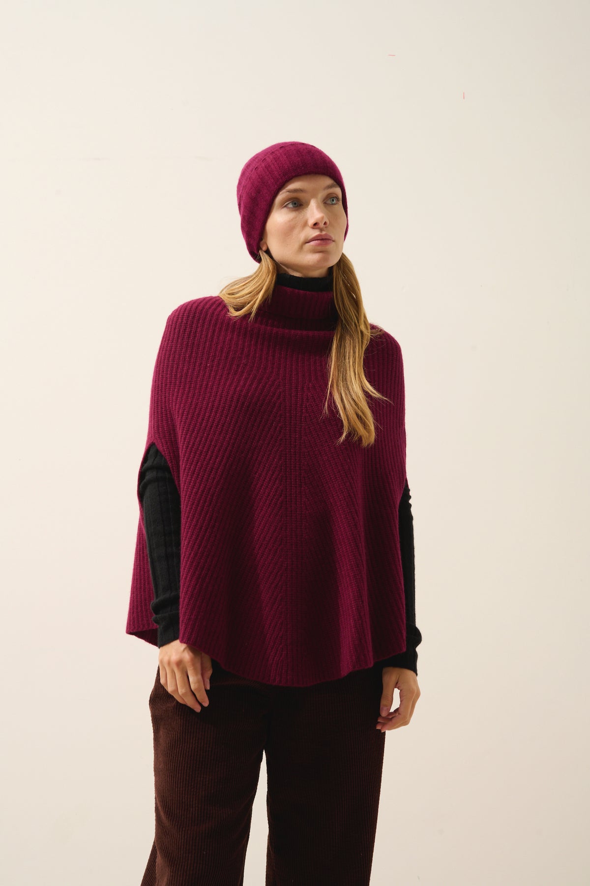 Bonnet 6 Fils Jin - 100% Cachemire 6 Fils - Bordeaux - Mixte