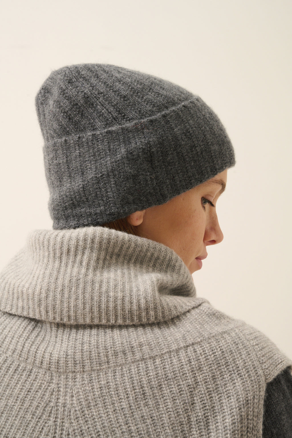 Bonnet 6 Fils Jin - 100% Cachemire 6 Fils - Anthracite Chiné - Mixte