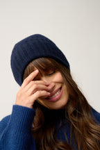6-Ply Beanie - Jin - 100% Cashmere, 6-Ply - Navy - Mixed